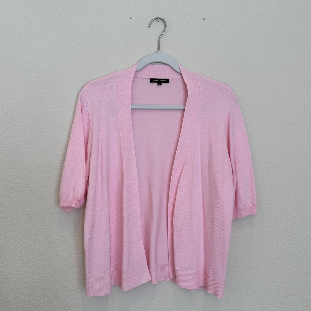 Jeanne Pierre Pink Open Front Sweater